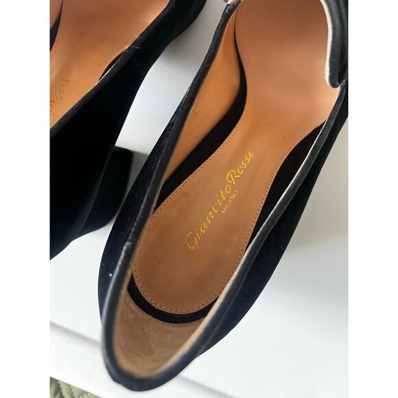 Gianvito Rossi Velvet Heeled Loafer Mule Black Size 39 / 9 - Picture 5 of 10